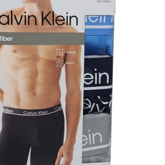 Calvin Klein Boxer Brief Size XL  3 Pack Microfiber Stretch Soft Blue Navy& Gray - Picture 2 of 8